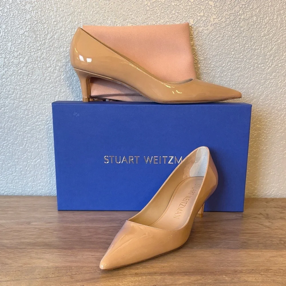 Stuart Weitzman Tan Patent Leather Heels